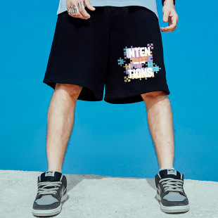 运动裤 国潮胖人男裤 短裤 宽松加肥加大潮牌运动五分裤 胖子纯棉大码