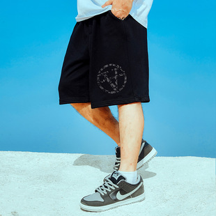 胖子纯棉宽松加肥加大码 夏季 潮牌休闲中裤 短裤 运动五分裤 国潮男裤