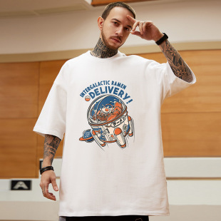 T恤半袖 宽松情侣卡通纯棉男生短袖 潮流 加肥大码 日系潮牌胖子男装