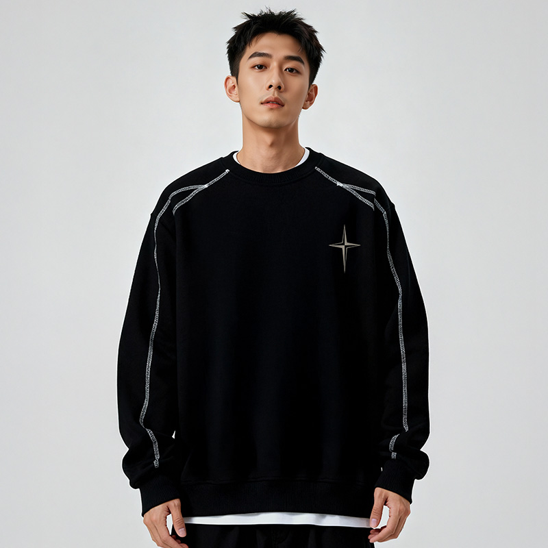 300斤大码加厚加绒国潮卫衣男款圆领胖子加肥加大简约秋冬款外套