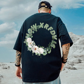 港风潮牌大码 胖子男装 国潮宽松短袖 oversize美式 T恤潮流ins半袖 夏