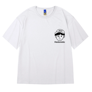 日系300g重磅美式复古短袖t恤街头大码黑色圆领纯棉简约半袖男潮