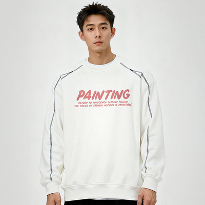 300斤胖子男装加厚加绒简约字母卫衣男圆领加肥加大码秋冬款外套