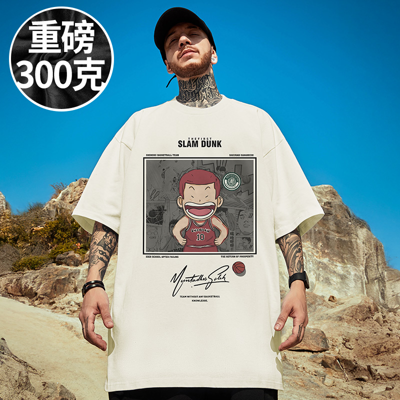 100%纯棉重磅日系卡通加肥加大码男装半截袖胖子情侣短袖T恤夏季