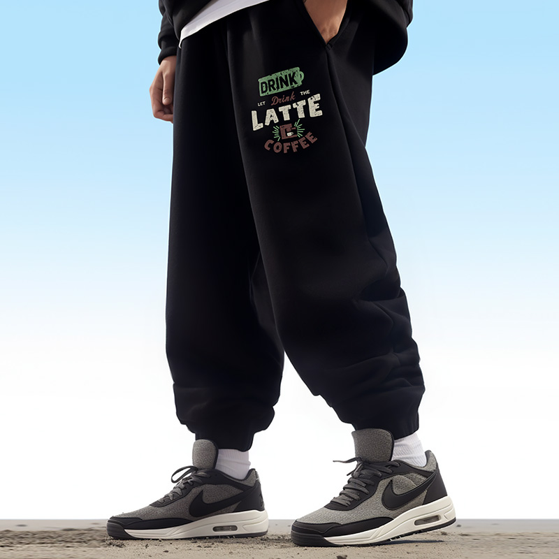 秋冬加绒大码休闲运动裤男士肥佬宽松卫裤胖子男装潮加肥加大裤子