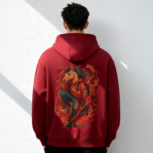 红色连帽卫衣新年大码