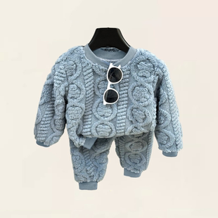 2折专区折扣店品牌撤柜秋冬新品 中大童加厚保暖法兰绒家居服套装