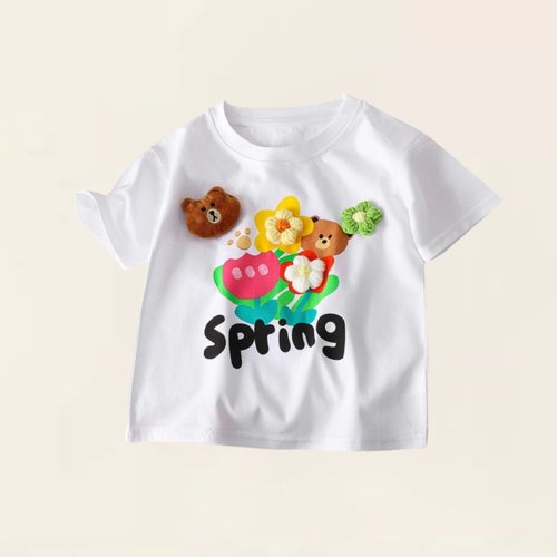 【2折专区】折扣店撤柜|亲子装中大童夏纯棉T恤花朵甜美短袖上衣