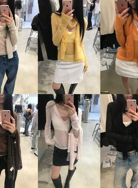 SJia【SAIDTOME】柳柳同款韩女穿搭千禧风温柔V领针织打底衫上衣