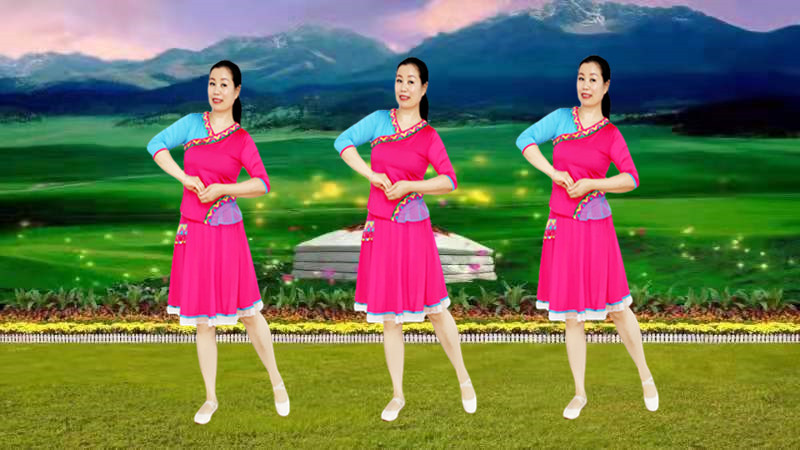雪妹舞蹈服《天蓝蓝》广场舞新款服装套装女民族风跳舞中裙演出服