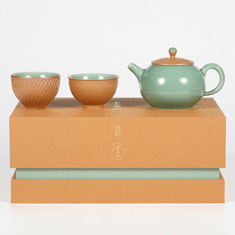 观复龙泉青瓷跳刀纹一壶二杯 家用茶具套装高档手工匠制泡茶壶大,餐饮具,茶道/零配,淘宝优惠券,粉丝福利购,淘宝优惠卷