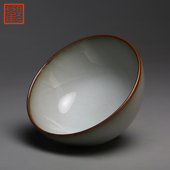 观复仿宋官窑映月主人茶杯单杯 静水流深高级灰手工厚釉陶瓷开片