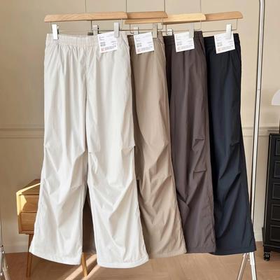 试衣间休闲新款阔感裤百搭松紧腰