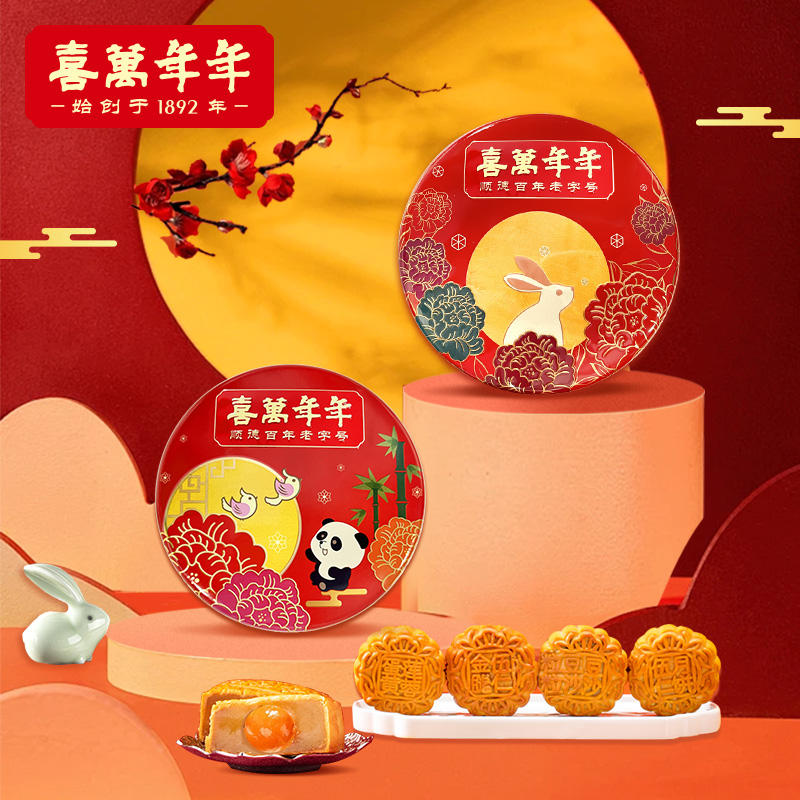 喜万年年广式月饼铁礼盒装中秋节月饼