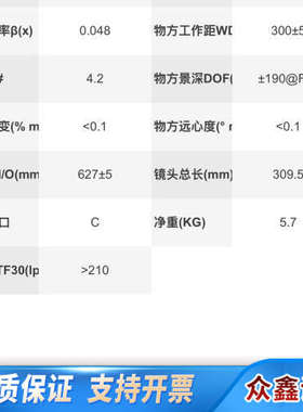 工业远心镜头视清代工opt-ats125-150替代dtca
