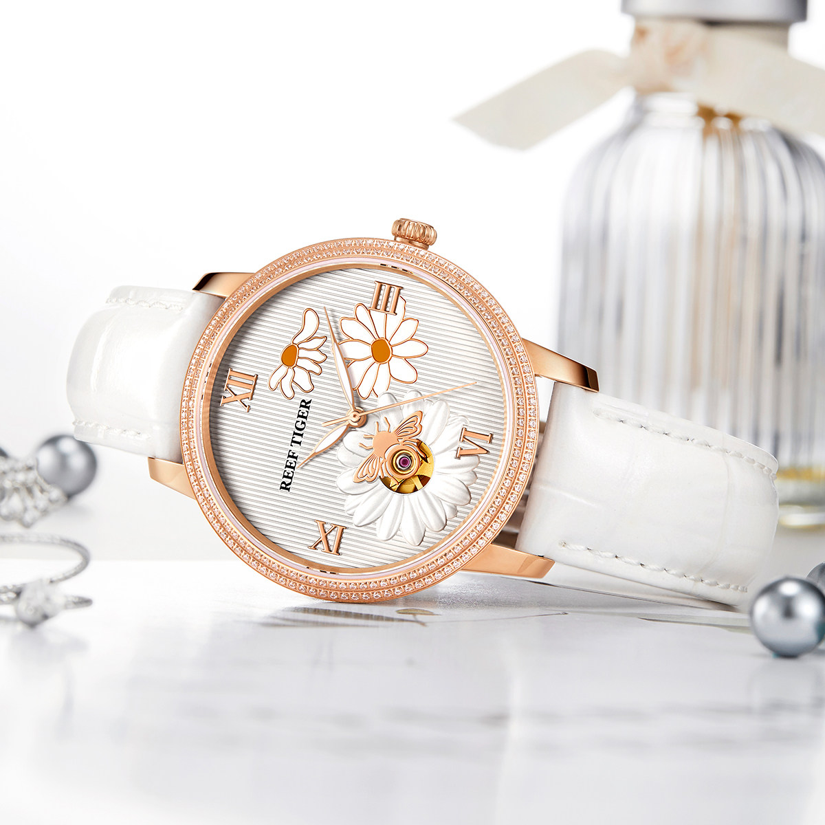 瑞夫泰格时尚女士手表女十大品牌机械表防水皮带机械女表RGA1585