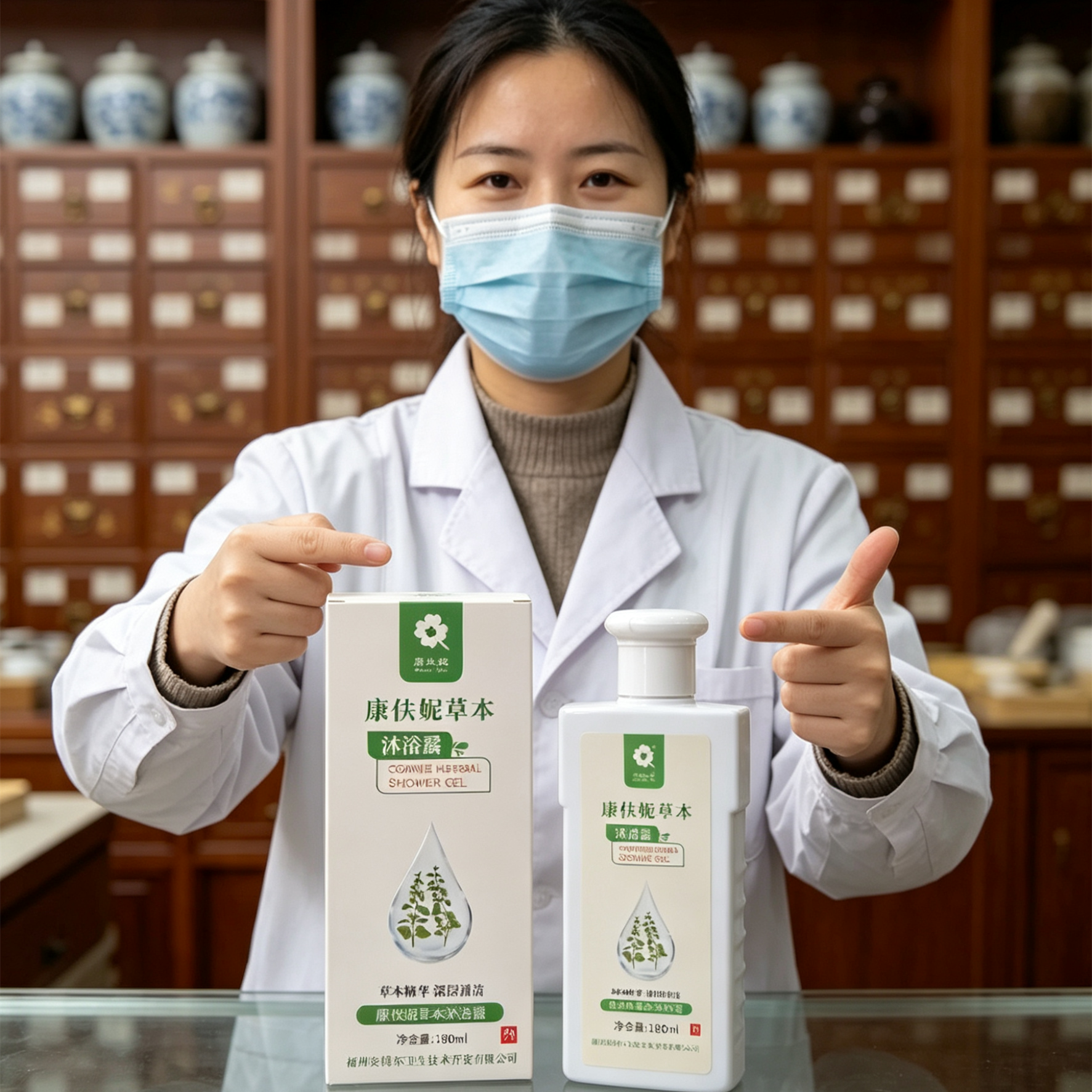 草本精华沐浴露180ml中药止痒清洁湿痒疹苦参黄莲芦荟黄柏清洗液