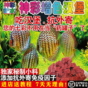 包邮 牛心汉堡七彩神仙鱼埃及增色鱼粮鱼食鱼三袋75元 起顺丰空运