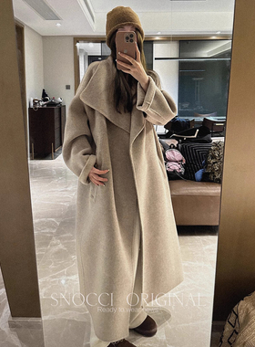 高级感翻领羊绒双面大衣女长款深冬独特超好看宽松气质羊毛呢外套