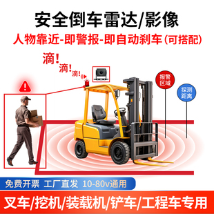 叉车挖机铲车倒车雷达影像AI防撞系统声光报警器盲区摄像头监控