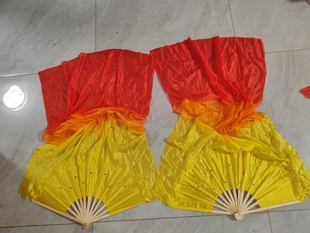 舞蹈长绸扇子广场舞扇子加长火焰扇儿童扇子三色舞蹈扇子儿童扇子