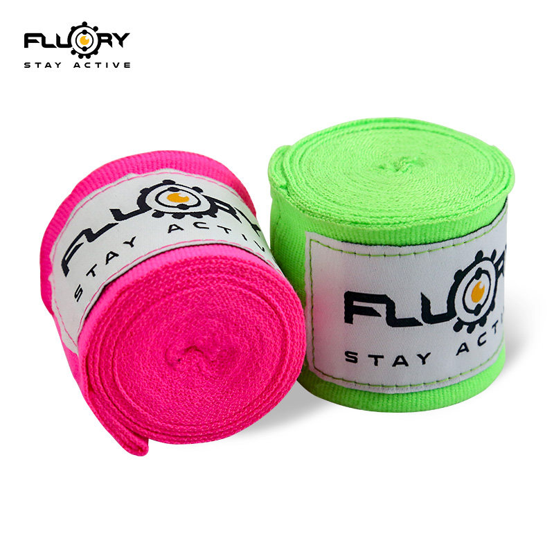 FLUORY火垒拳击绷带运动泰拳散打缠手带荧光绿粉色格斗训练护手带