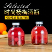 创意新款 外带瓶空瓶奶茶果汁饮料瓶 玻璃500ml自酿杨梅酒果酒分装