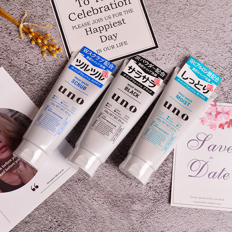 日本吾诺uno男士泡沫洗面奶去角质黑头深层清洁控油保湿学生洁面