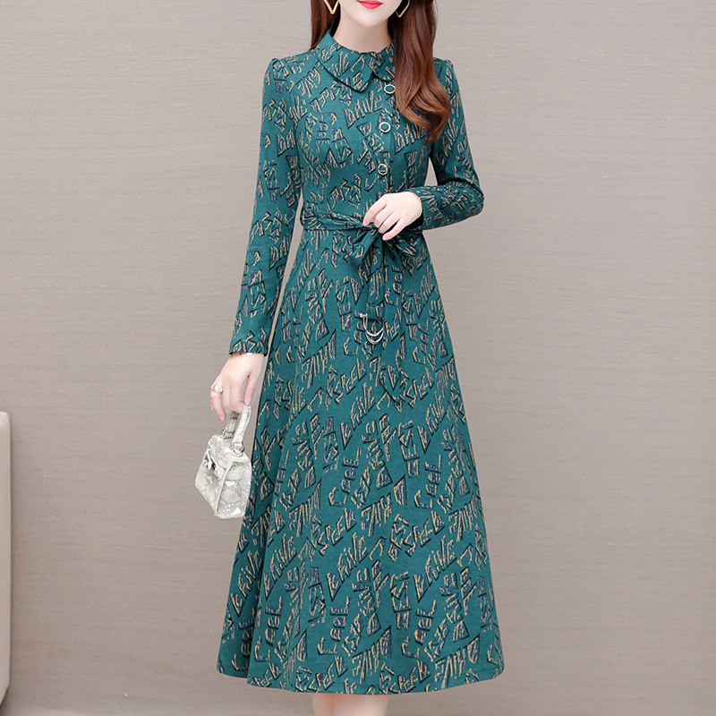 水貂绒冬季加厚连衣裙女2021新款长款配大衣打底长裙内搭高端显瘦