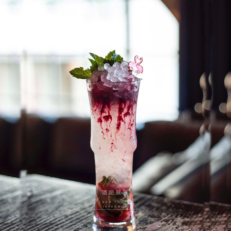 竹节玻璃杯果汁杯甜品奶昔500ml