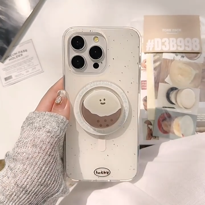 双层墨点椰子磁吸支架软壳苹果