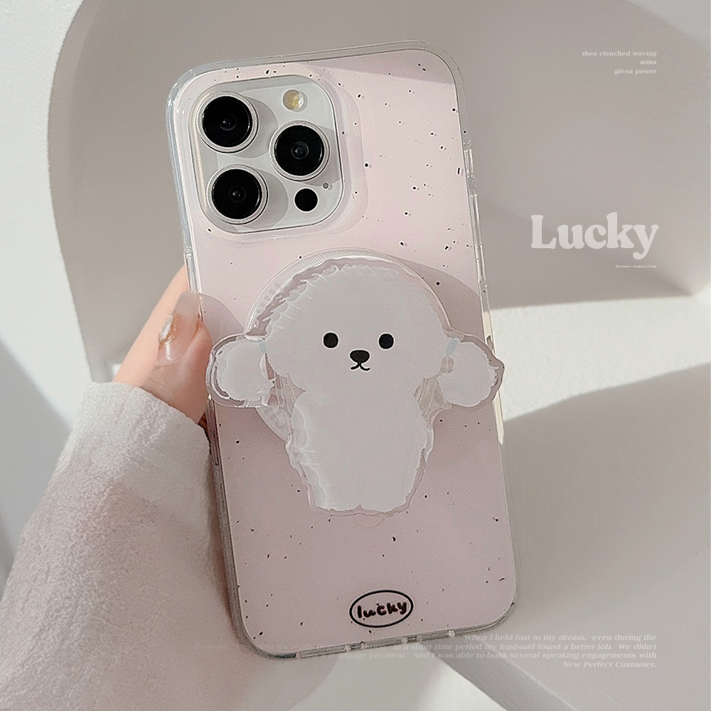 可爱小狗磁吸支架双层imd苹果