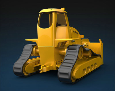 Bulldozer卡特彼勒履带推土机模型3D图纸（3ds Max版） Keyshot渲