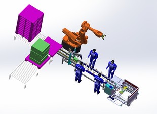 纸箱码垛机流水线模型3D图纸 Solidworks设计