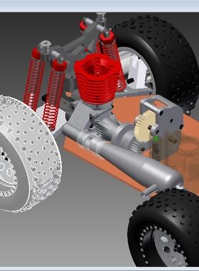 Nitro 1-10大脚车设计图纸 Inventor2011建模 摇控赛车3D建模