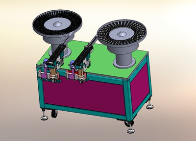 齿轮和轴承双振动盘送料分机构图3D模型图纸 Solidworks设计