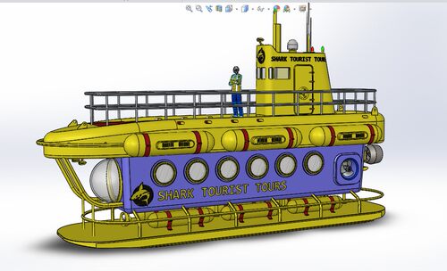观光潜水艇模型3D图纸 Solidworks2014设计