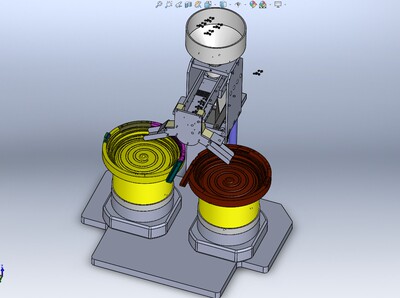 二极管SMD下料系统（双振动盘下料）3D模型图纸 Solidworks设计