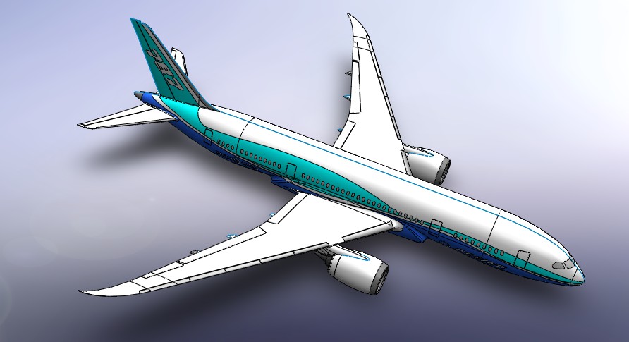 boeing-787波音飞机模型3D图纸 SolidWorks设计 sldprt step格式