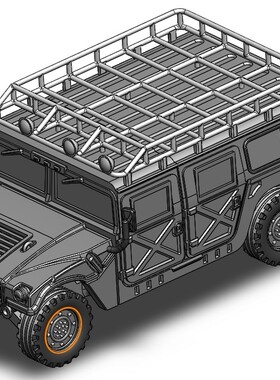 1比48悍马H1车模型3D图纸 Solidworks设计 附IGS STEP格式