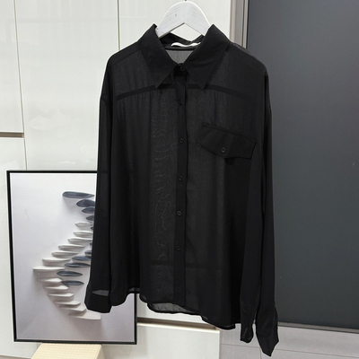 雪纺纱透薄垂坠防晒衬衫女夏日薄