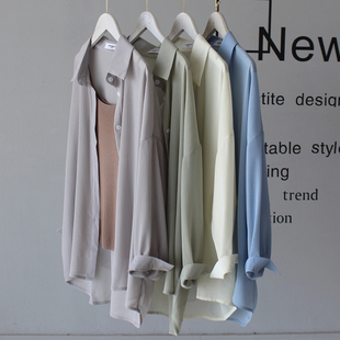 夏日清凉顺滑防晒衫 不易皱 女透气百搭休闲外搭雪纺有垂感遮阳衬衫