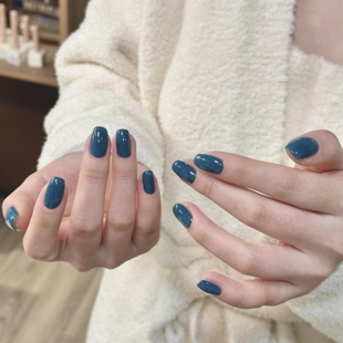 松石绿小清新手工穿戴甲假指甲贴孔雀绿长短款 INS显白纯色单色