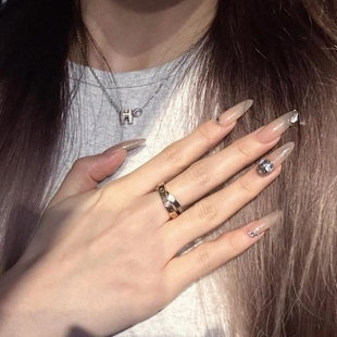 纯手工穿戴甲美甲贴片裸色堆钻石假指甲贴可拆卸光疗新娘甲片