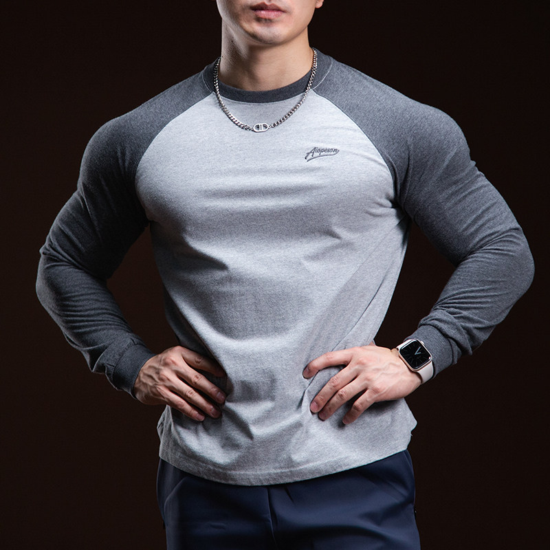 BARBRO撞色长袖T恤男士秋季新款运动健身肌肉美式复古拼色打底衫,男装,T恤,淘宝优惠券,粉丝福利购,淘宝优惠卷