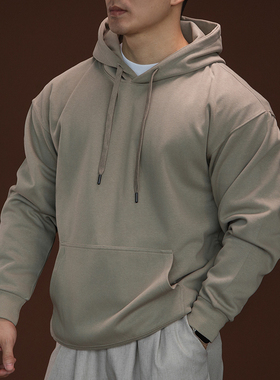 BARBRO新款连帽卫衣男款套头宽松日系休闲纯色简约上衣外套男士