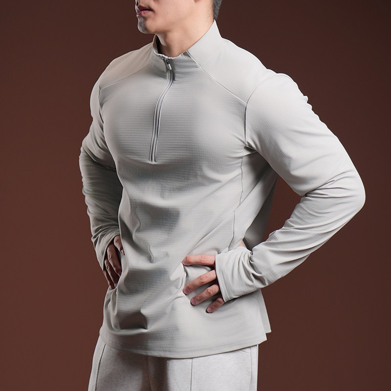 新品男士立领卫衣正肩薄款半拉链休闲秋冬跑步高端运动风长袖男装