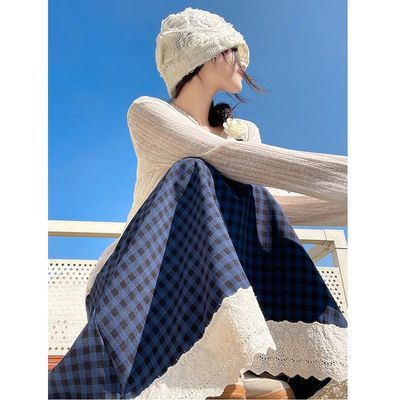 拼接日常高腰显瘦无开衩标准复古