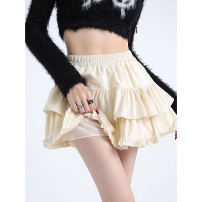 法式短款蓬蓬裙半身高腰a字短裙