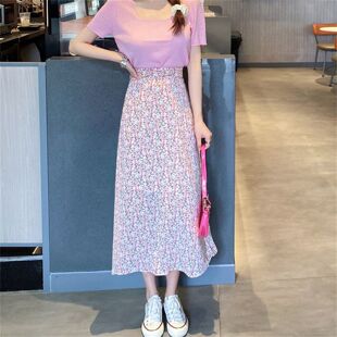 甜美碎花A字半身裙女2026新款高腰显瘦中长款小个子春季裙子外穿